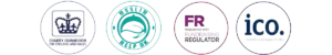 Logos of the regulators and bodies that accredit our work, including the Fundraising Regulator and the Information Commissioner's Office